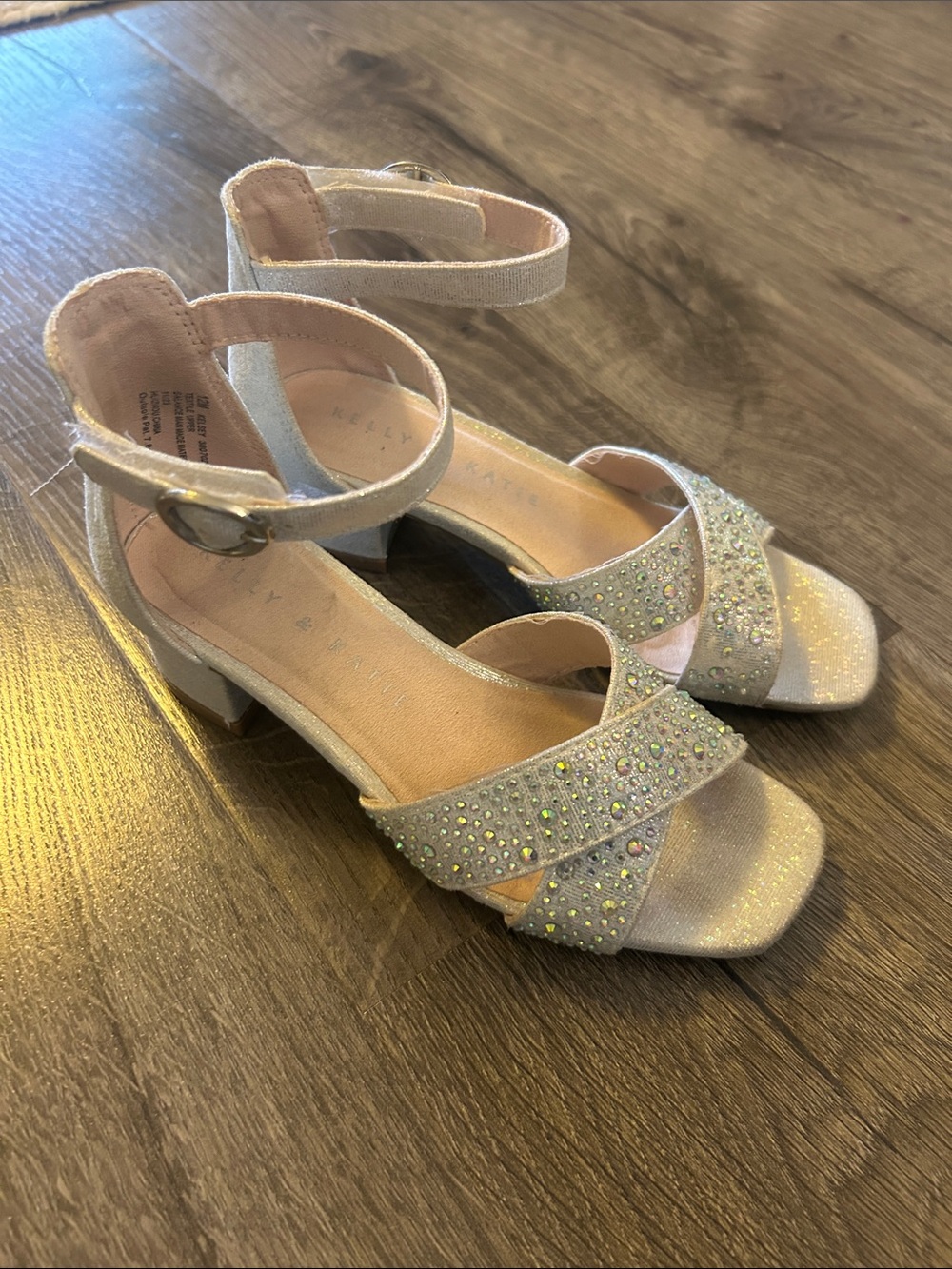 Kelly & Katie Silver Glitter Ankle-Strap Dress Sandals